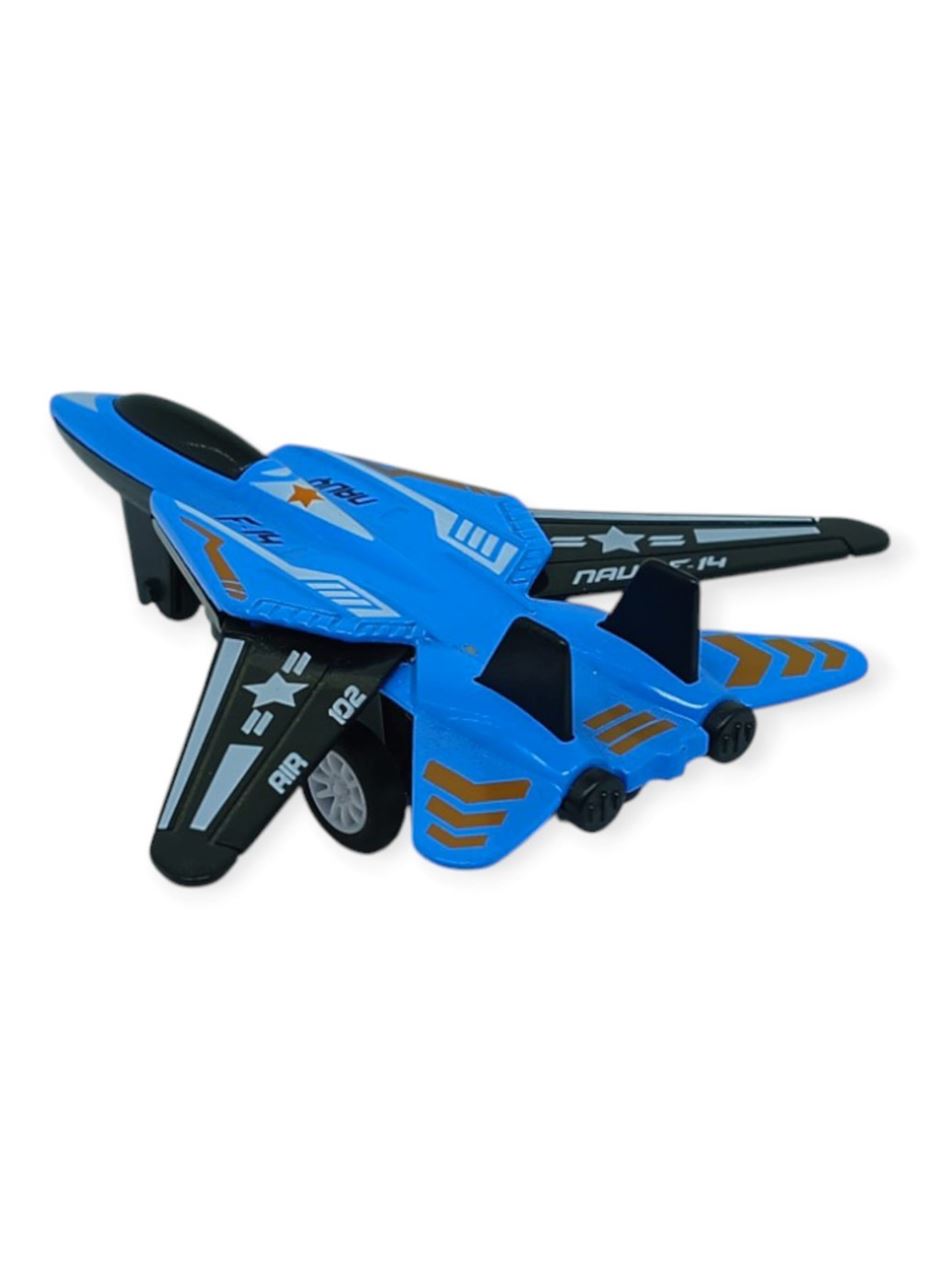 Çek Bırak Metal Mini Savaş Uçağı 10 cm - Mavi