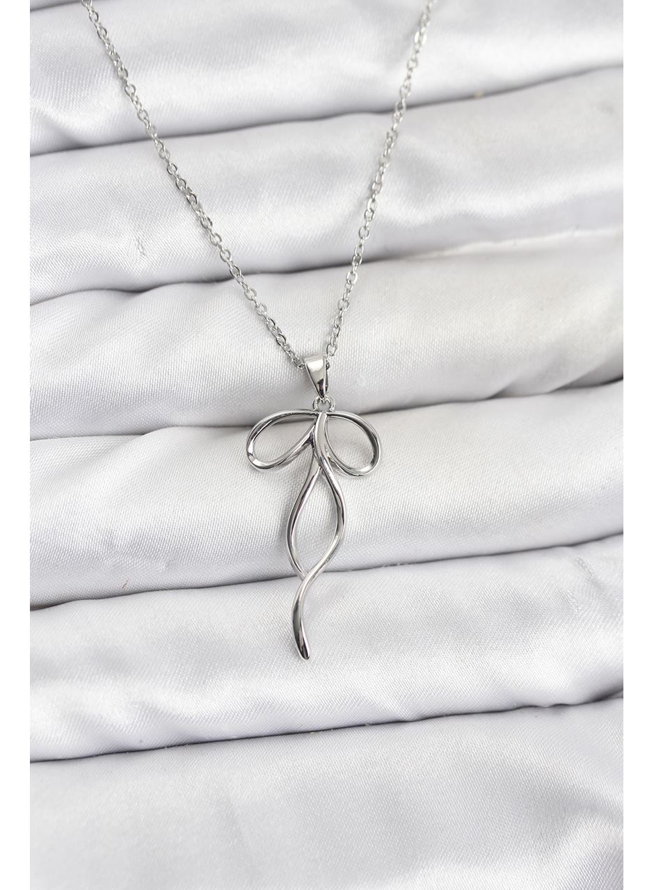 316L Çelik Zincir Gümüş Renk Fiyonk Model Kadın Kolye