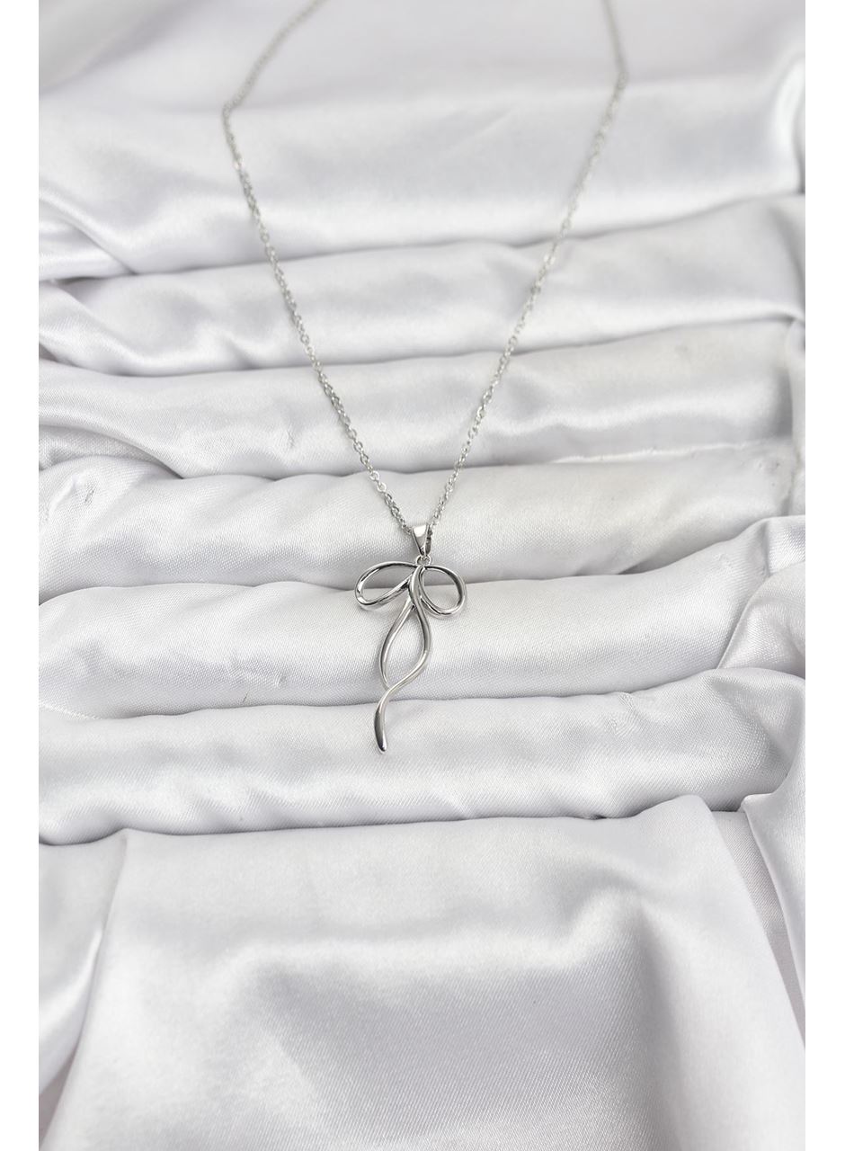 316L Çelik Zincir Gümüş Renk Fiyonk Model Kadın Kolye