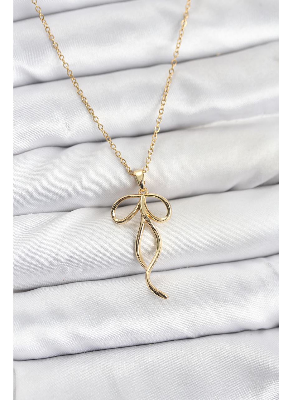 316L Çelik Zincir Gold Renk Fiyonk Model Kadın Kolye