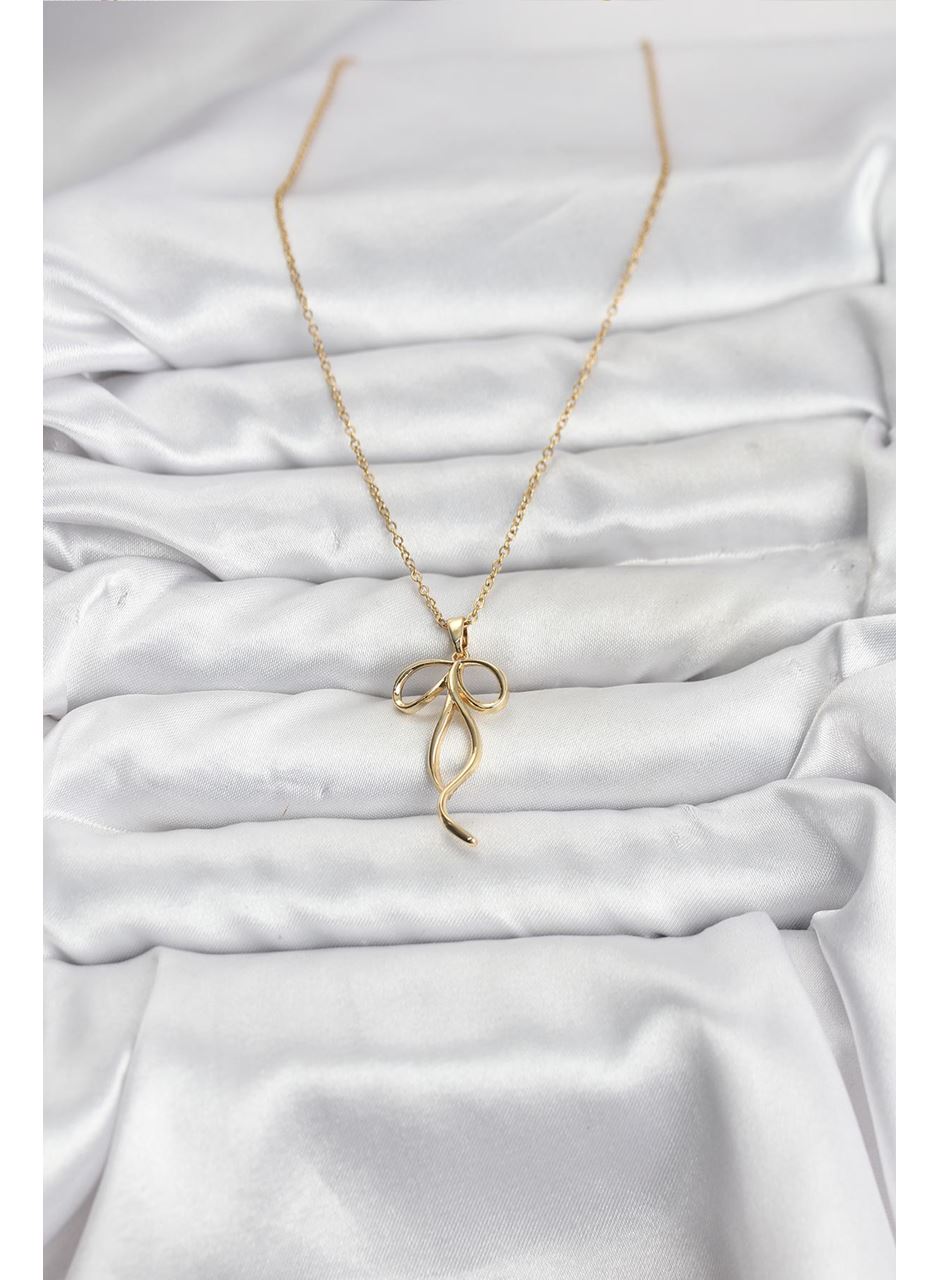 316L Çelik Zincir Gold Renk Fiyonk Model Kadın Kolye