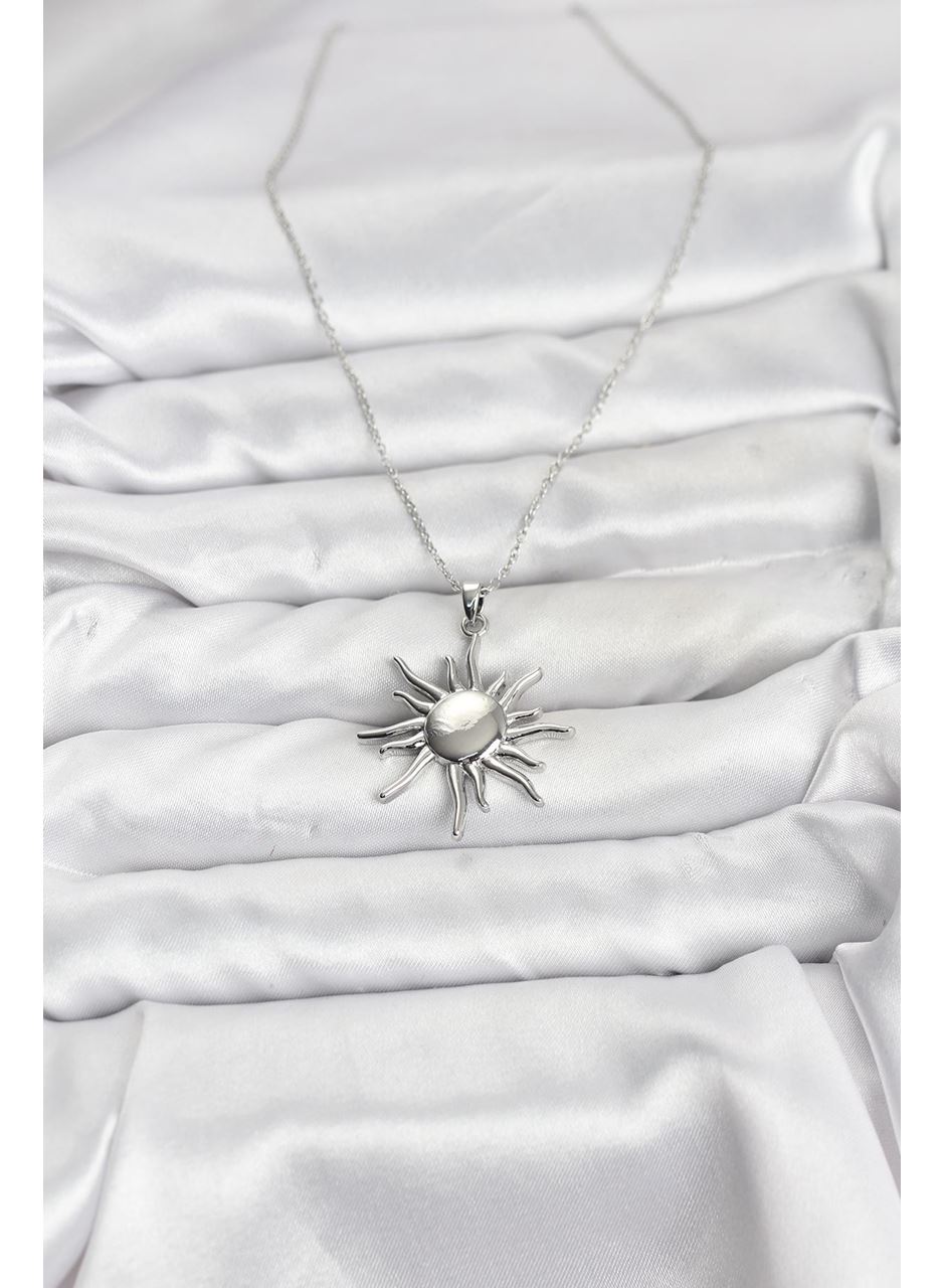 316L Çelik Zincir Gümüş Renk Güneş Model Kadın Kolye