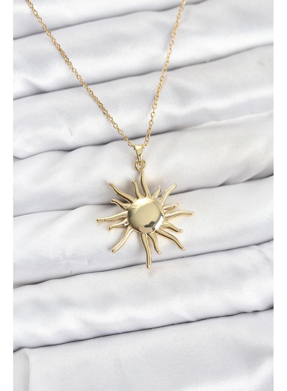 316L Çelik Zincir Gold Renk Güneş Model Kadın Kolye