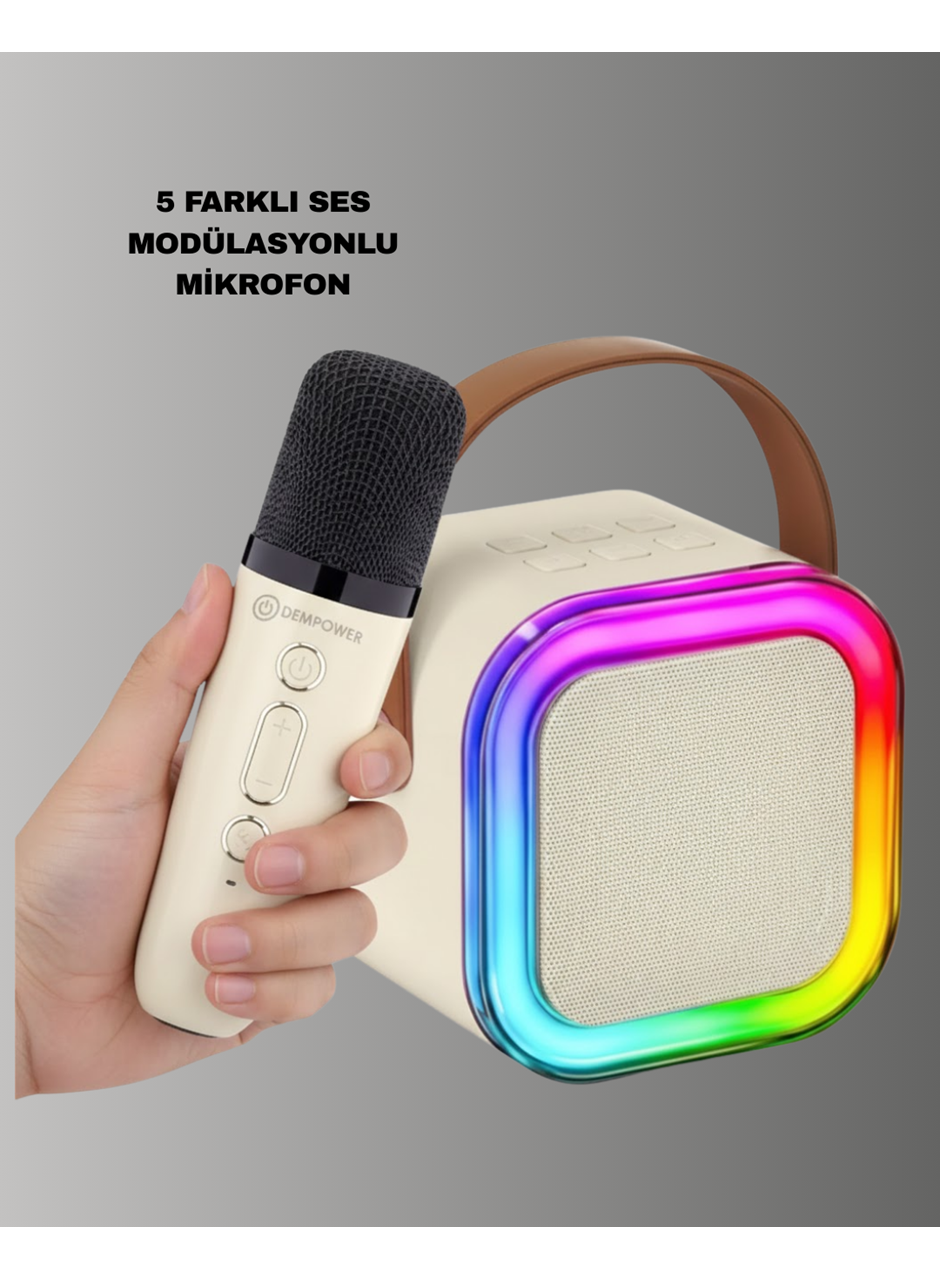 Karaoke Mikrofon Hoparlör Seti 6 Saat Kullanım Süresi