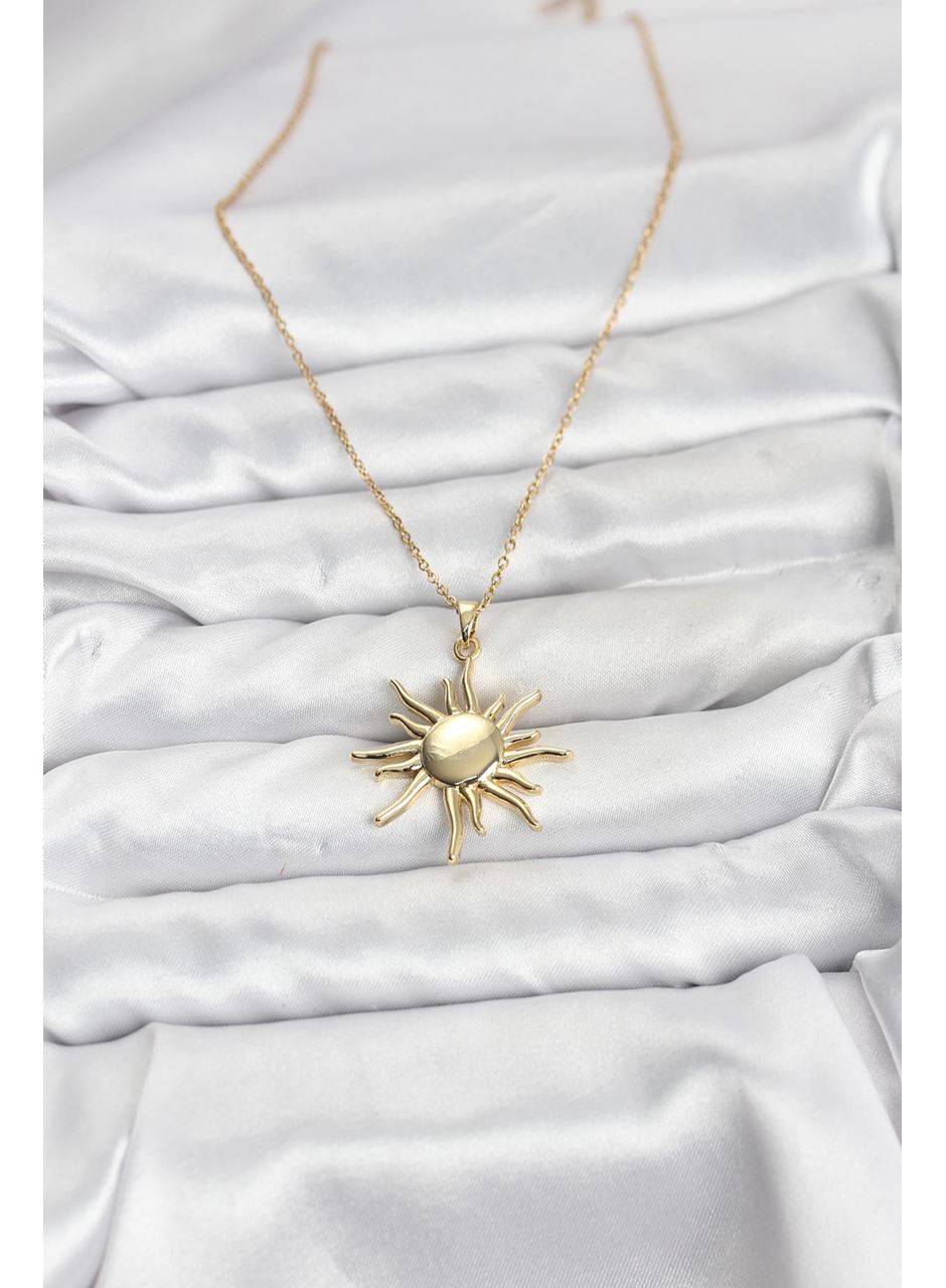 316L Çelik Zincir Gold Renk Güneş Model Kadın Kolye