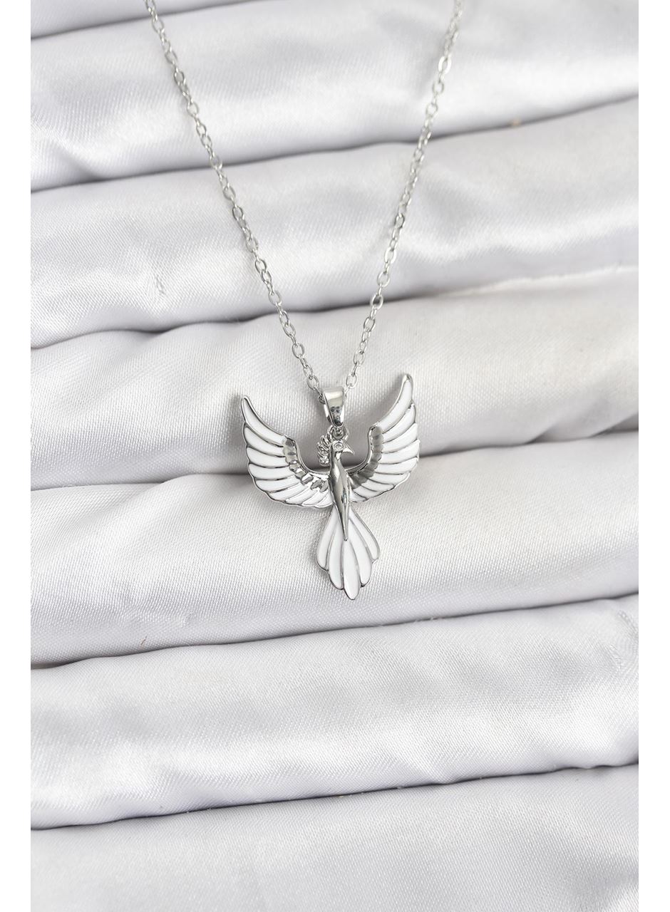 316L Çelik Zincir Gümüş Renk Anka Kuşu Model Kadın Kolye