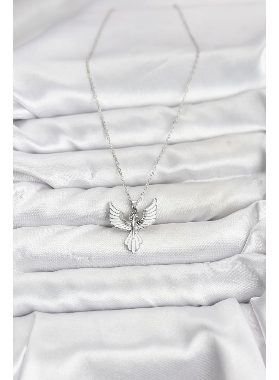 316L Çelik Zincir Gümüş Renk Anka Kuşu Model Kadın Kolye