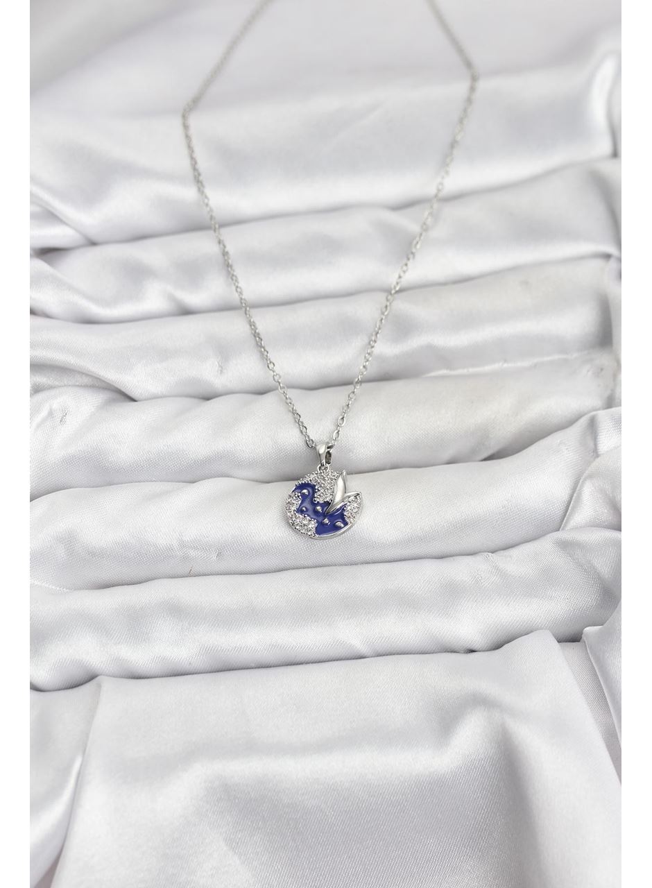 316L Çelik Zincir Gümüş Renk Gece Model Zirkon Taşlı Kadın Kolye