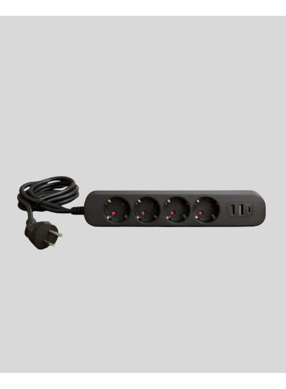Led Anahtarlı Akım Korumalı Çoklu Priz 4 Priz 3 USB Girişli