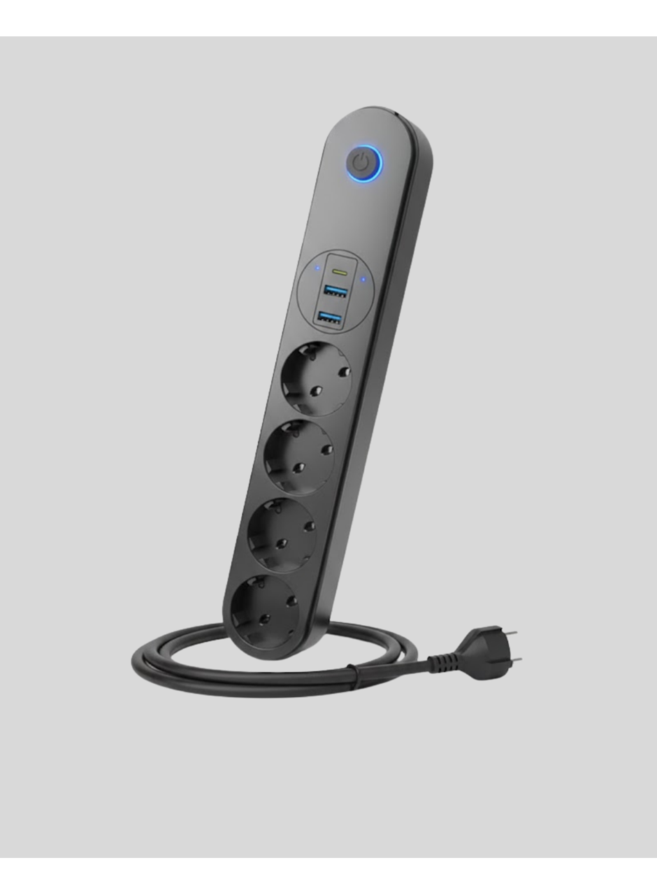 Led Anahtarlı Akım Korumalı Çoklu Priz 4 Priz 3 USB Girişli