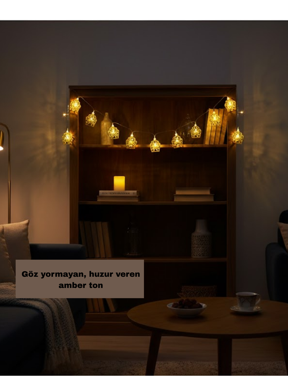 Pilli Ramazan ve Bayram LED Işık Zinciri Cami Temalı Dekoratif