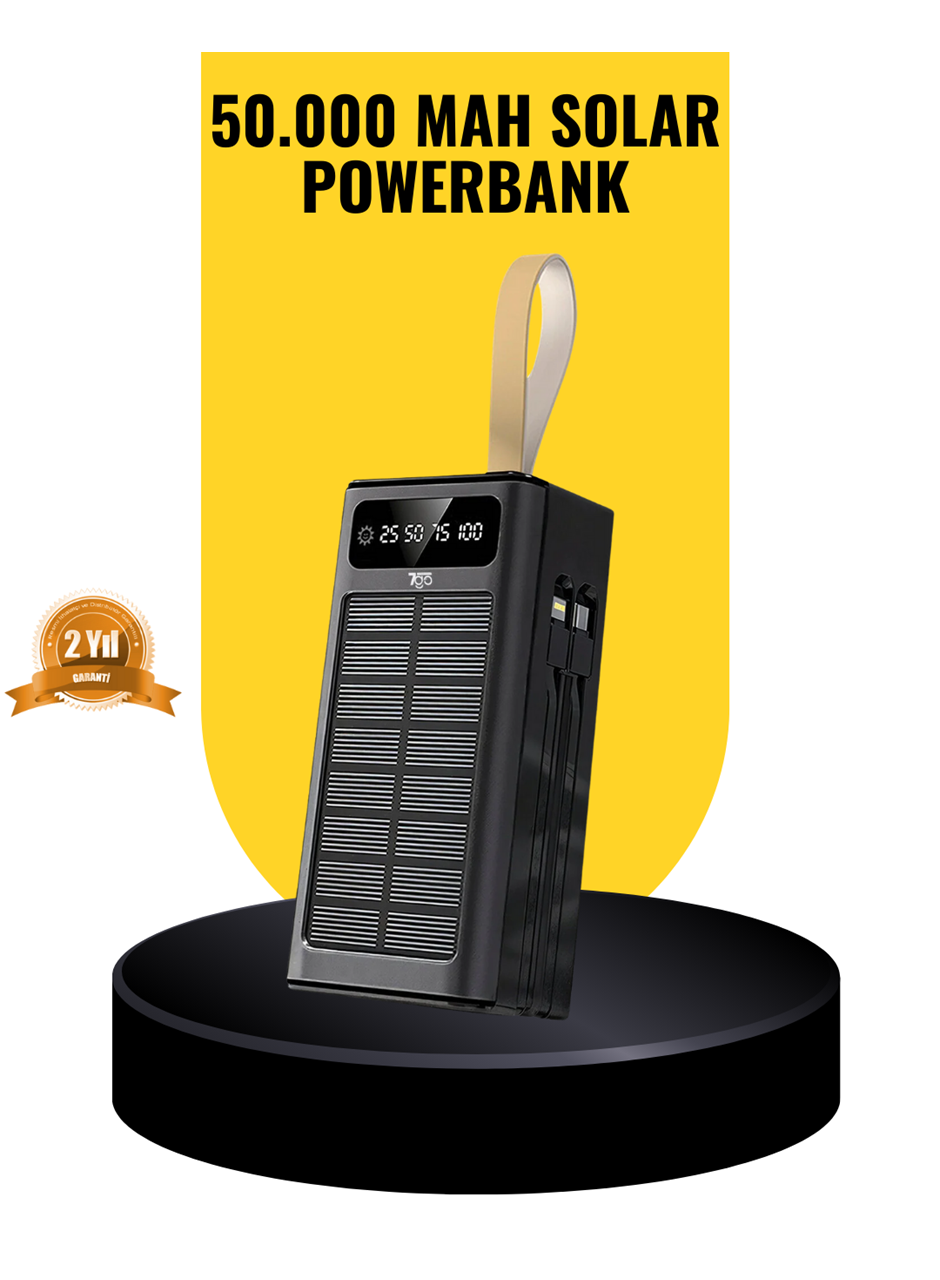 Taşınabilir Güneş Panelli Powerbank Çoklu Cihaz Şarj Destekli