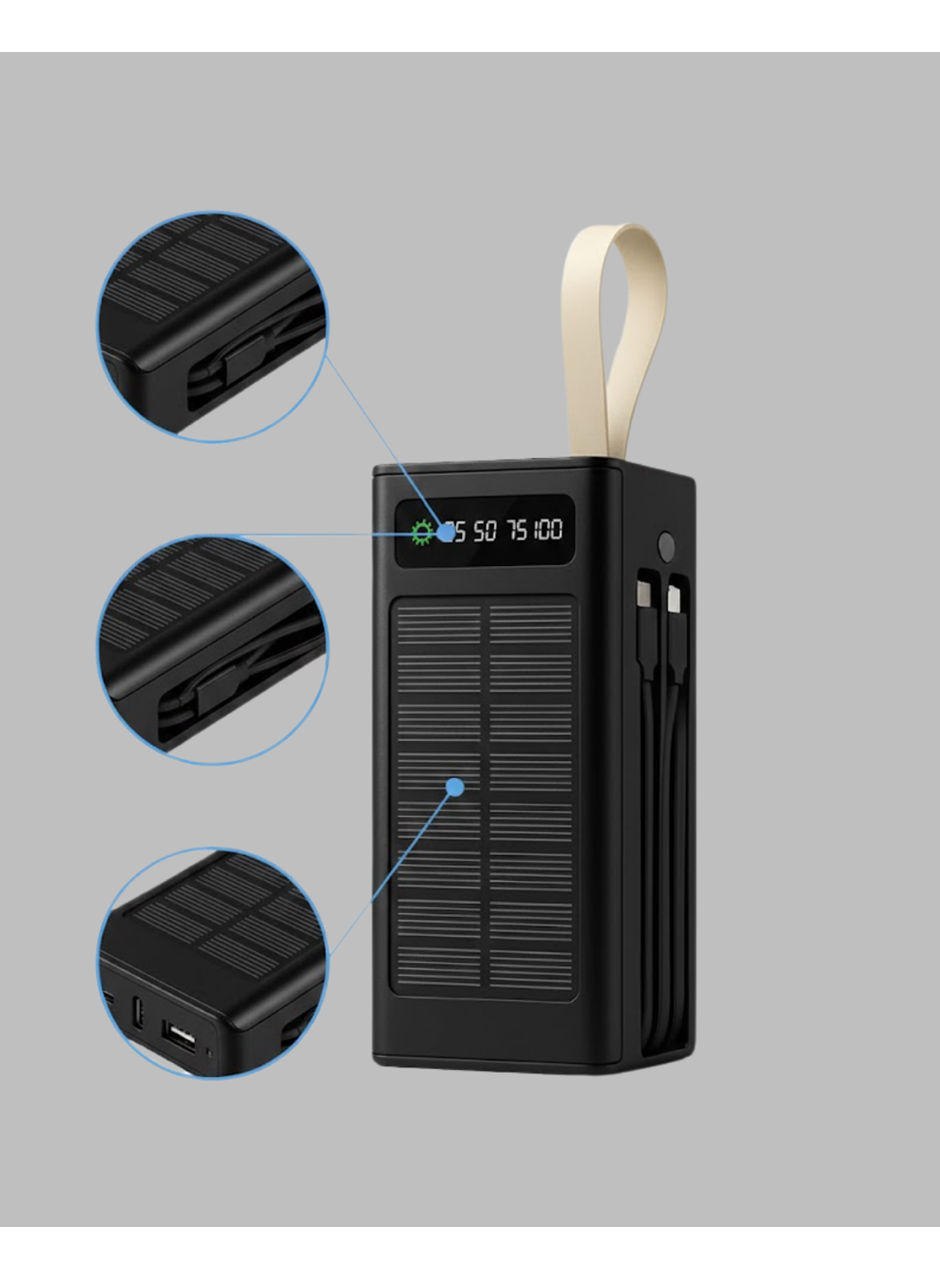 Taşınabilir Güneş Panelli Powerbank Çoklu Cihaz Şarj Destekli