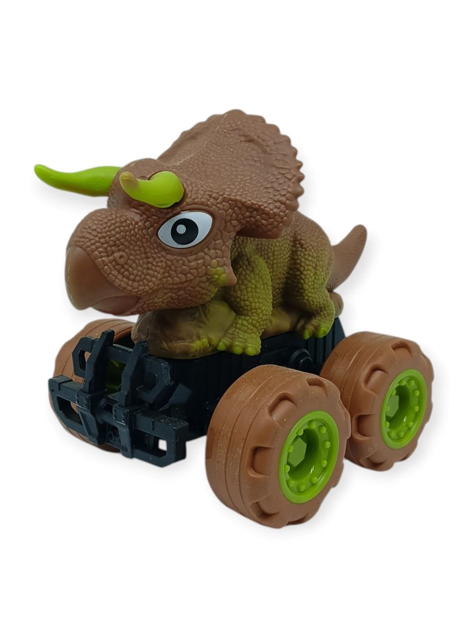Sürtmeli Dinazor Arabalar 12 cm - H-20 - Triceraptors -Kahverengi