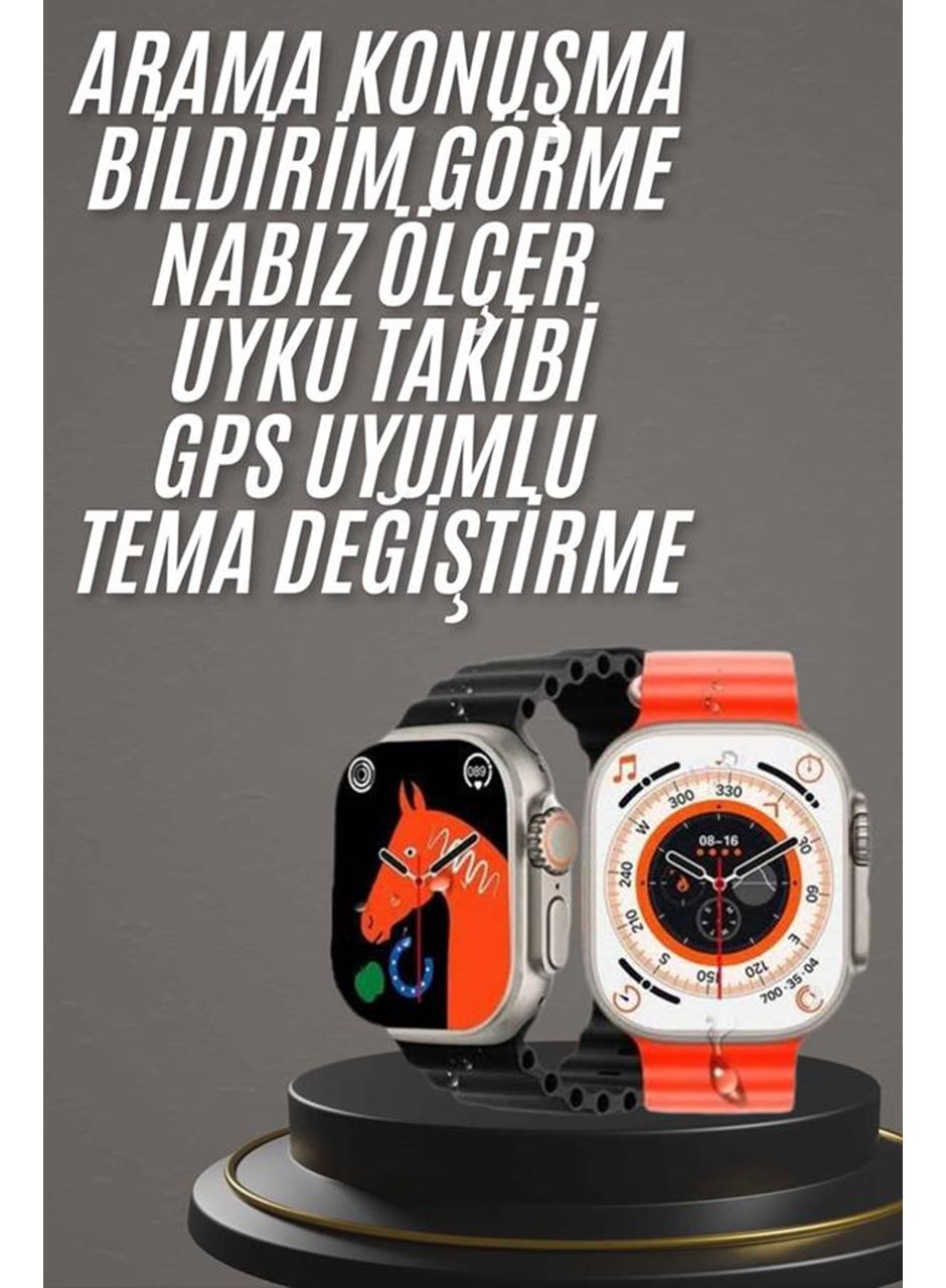 Yeni Model Akıllı Saat Ultra Smart Watch Gümüş Kasa 45mm Titreşim