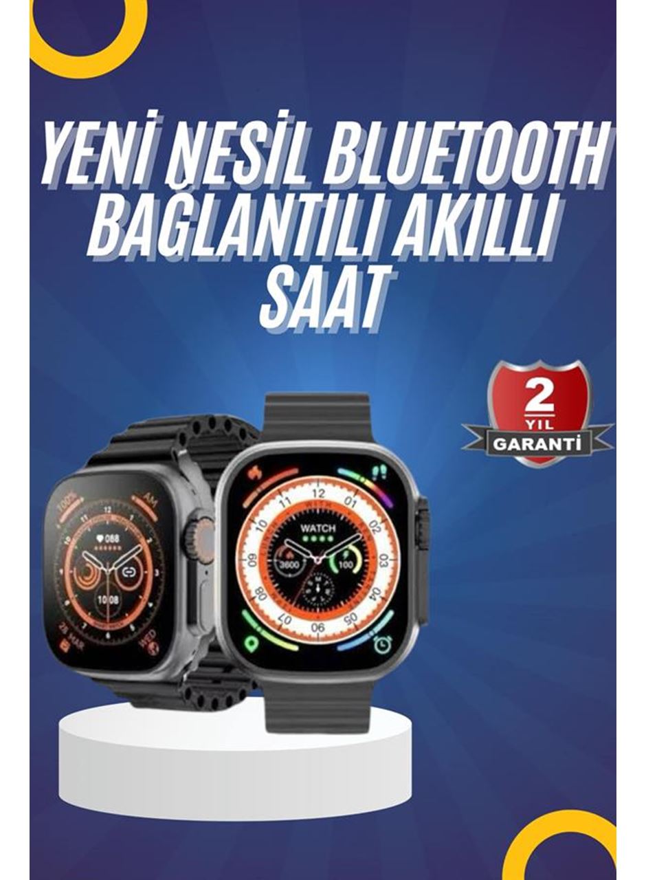 Yeni Model Akıllı Saat Ultra Smart Watch Gümüş Kasa 45mm Titreşim