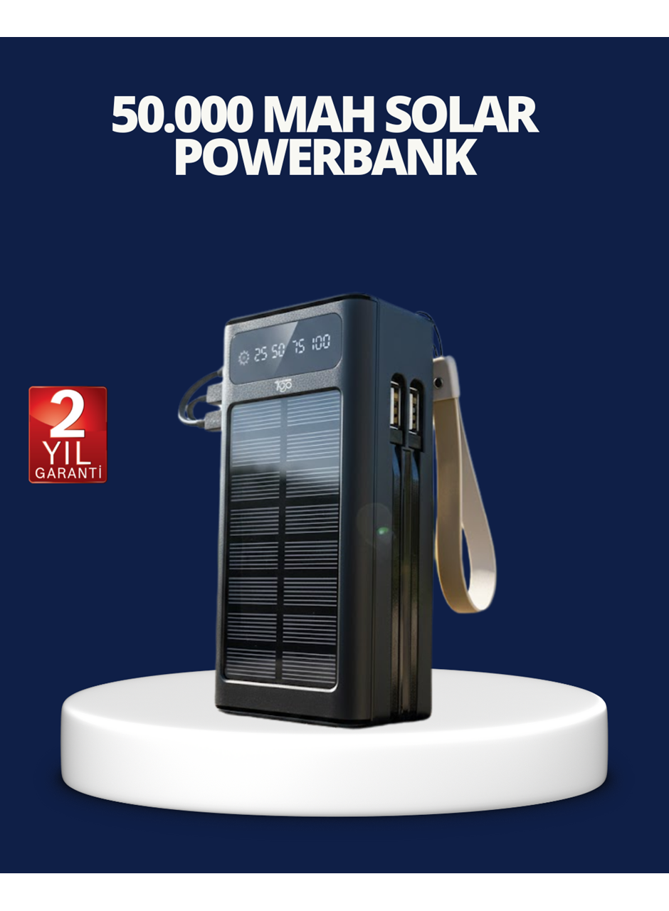 Güneş Panelli Powerbank LED Işıklı Taşınabilir Şarj Cihazı