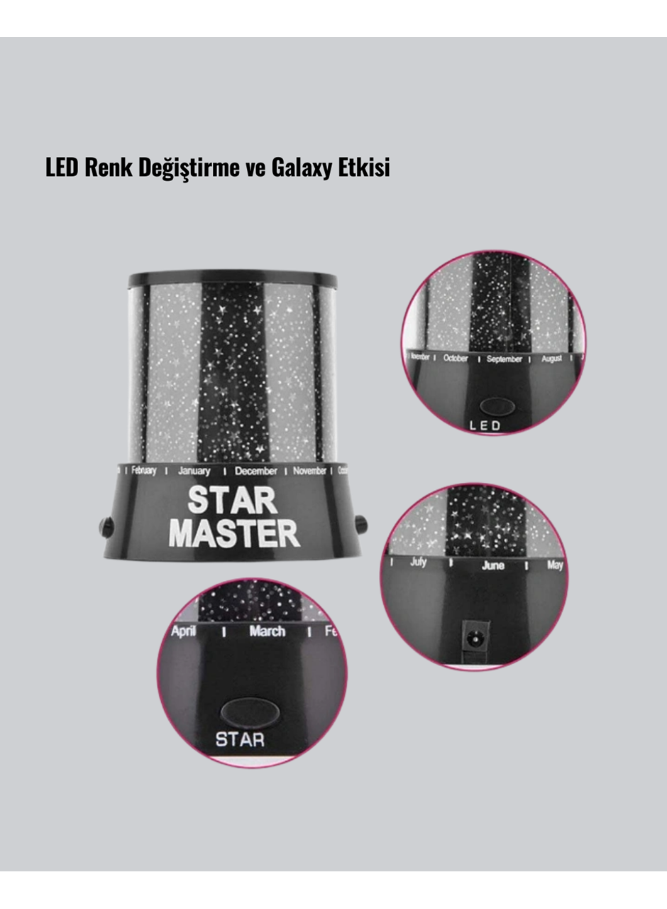 Galaxy Efektli LED Projektör Taşınabilir Yıldız Gece Lambası