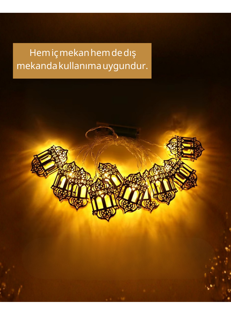 Pilli Altın Fenerli Ramazan Işıkları Dekoratif LED Zincir