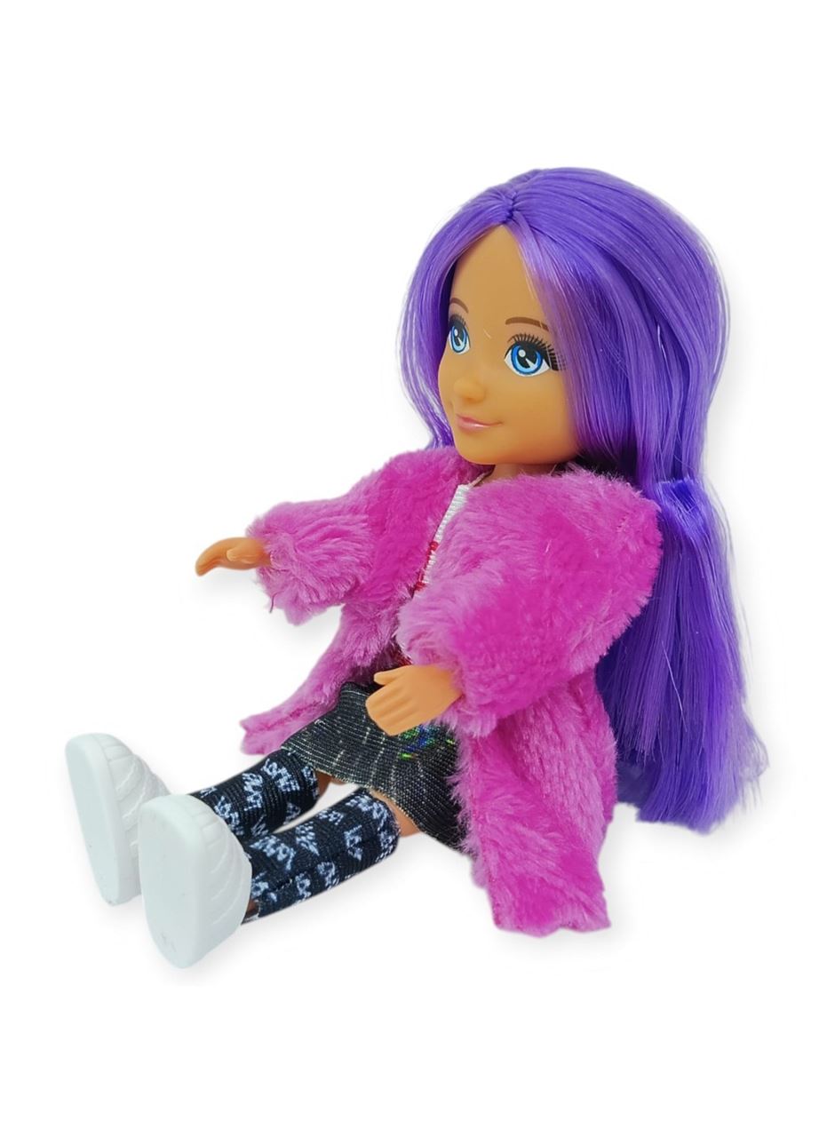 Ankiki Moda İkonu Bebek Figür 13 cm - Mor Saçlı "Great" Stil (Etekli Kombin)