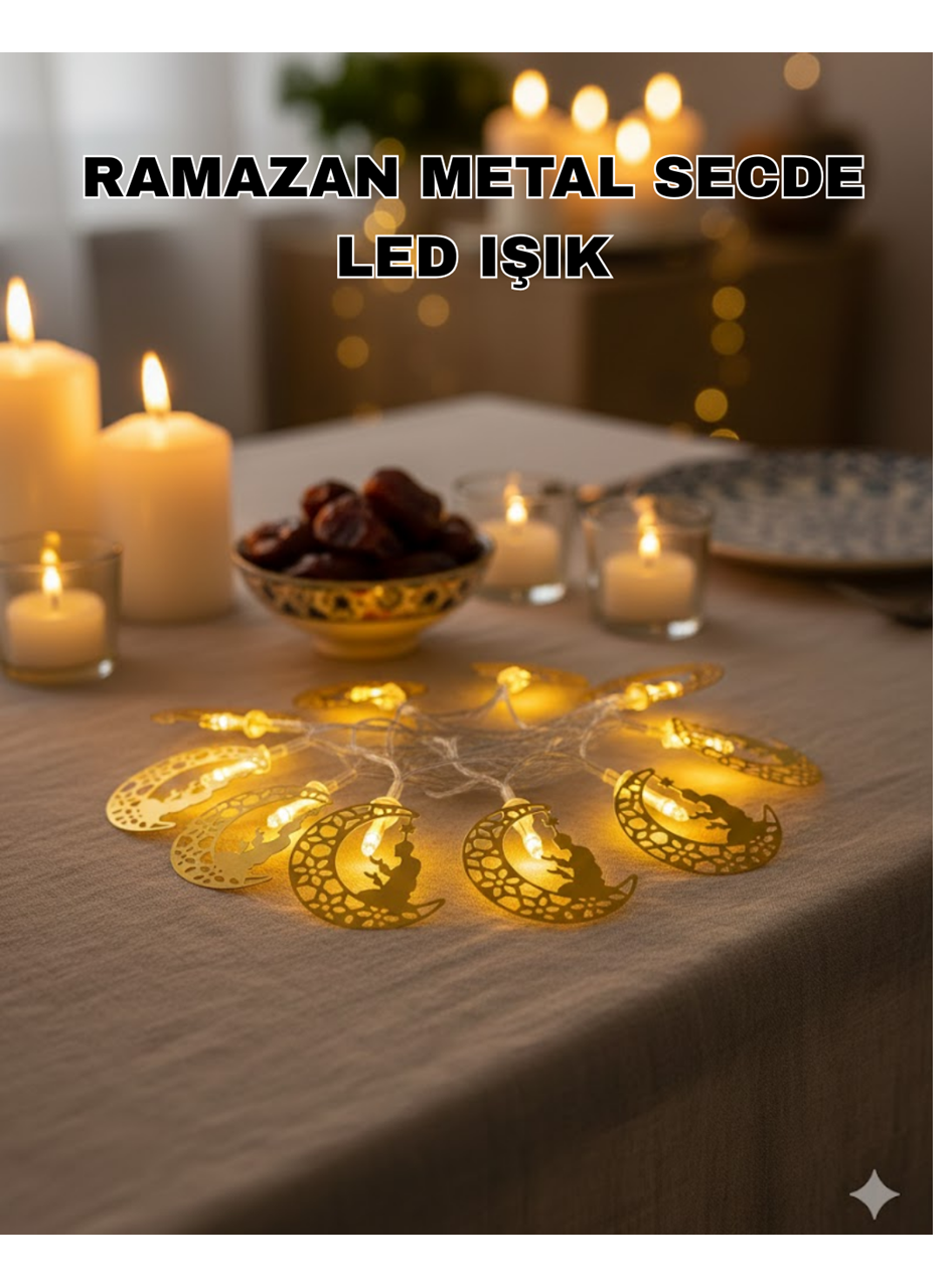 Secde Eden Adam Figürlü Ay Tasarımlı Ramazan LED Işık