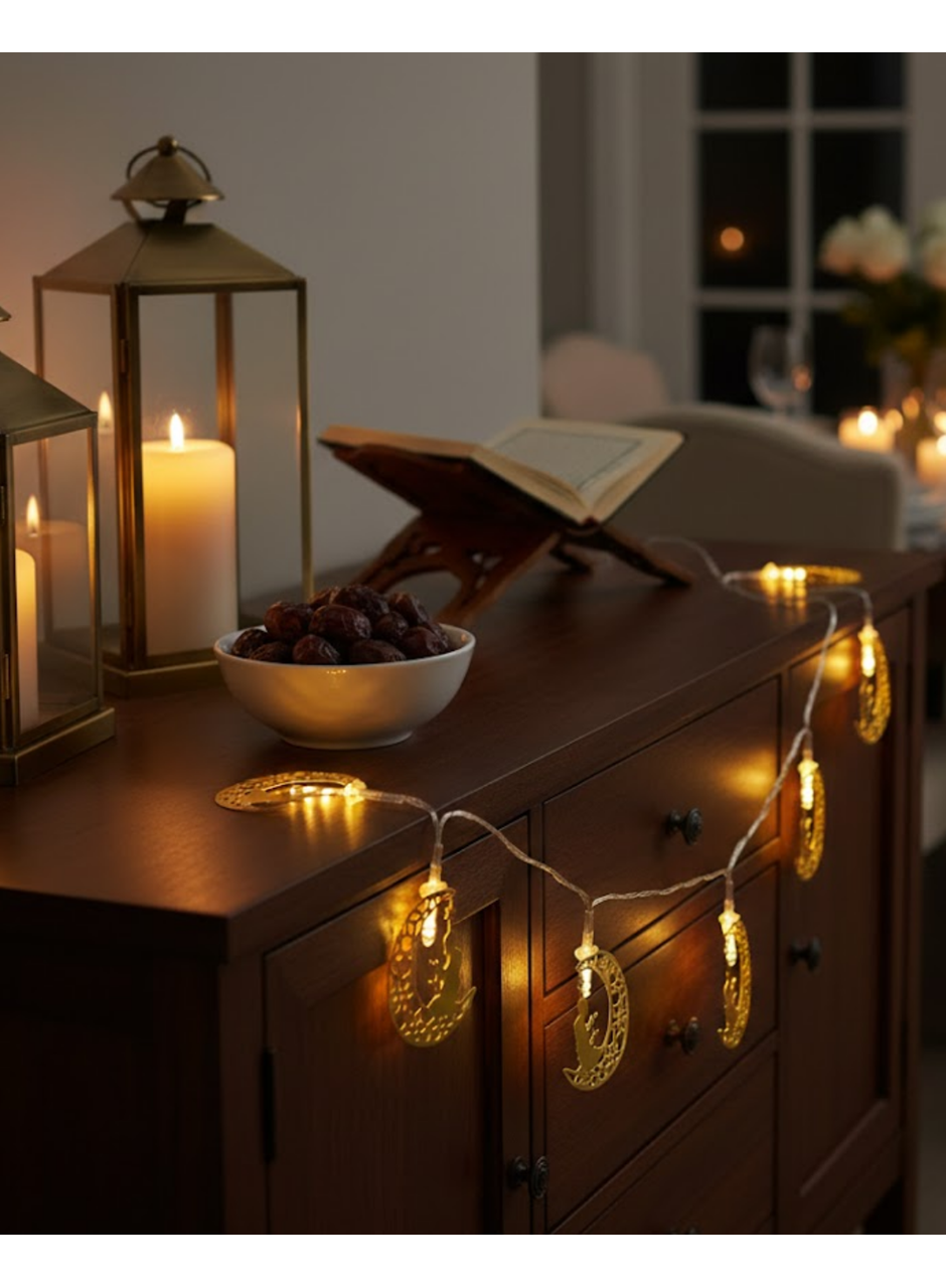 Secde Eden Adam Figürlü Ay Tasarımlı Ramazan LED Işık