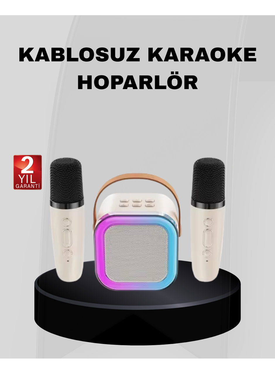 Taşınabilir Karaoke Hoparlör Bluetooth 5.0 ve Çift Mikrofonlu