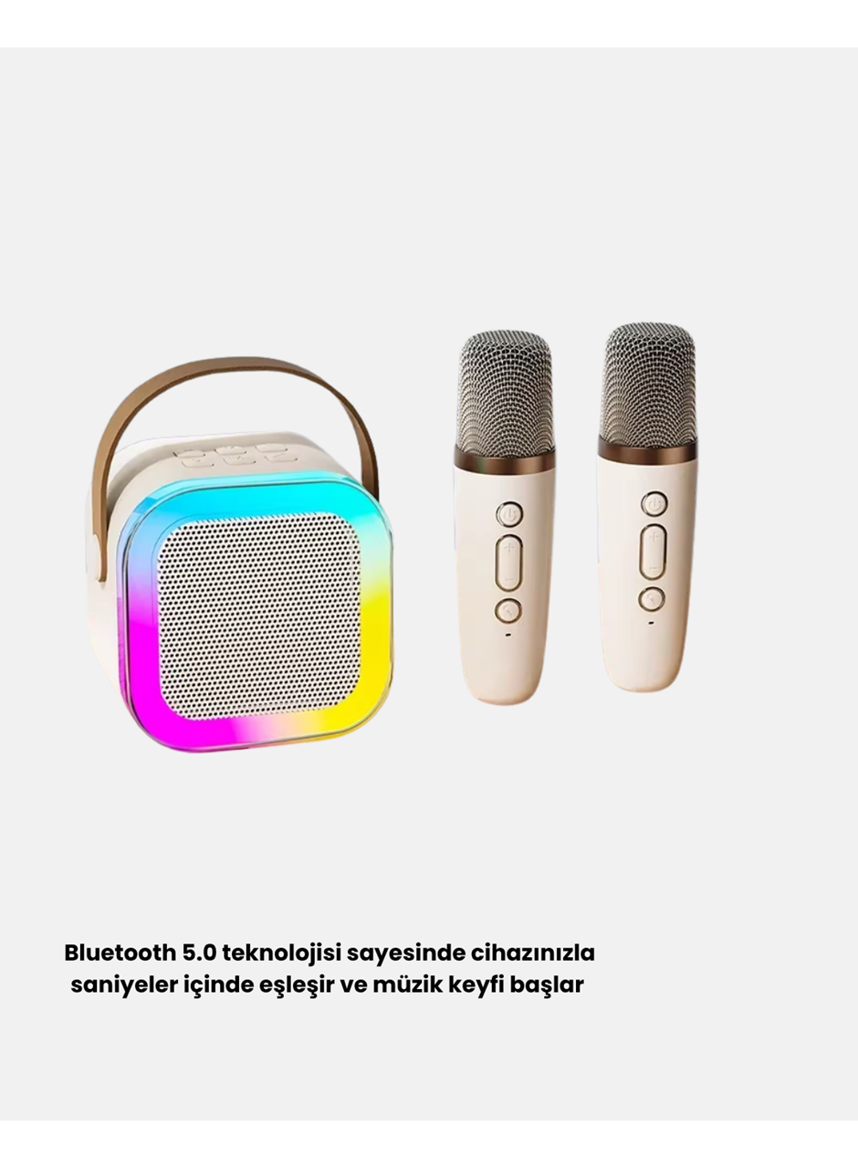 Taşınabilir Karaoke Hoparlör Bluetooth 5.0 ve Çift Mikrofonlu