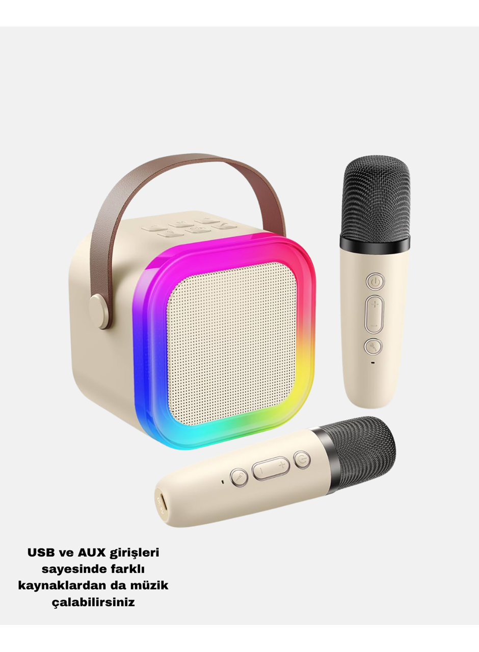 Taşınabilir Karaoke Hoparlör Bluetooth 5.0 ve Çift Mikrofonlu