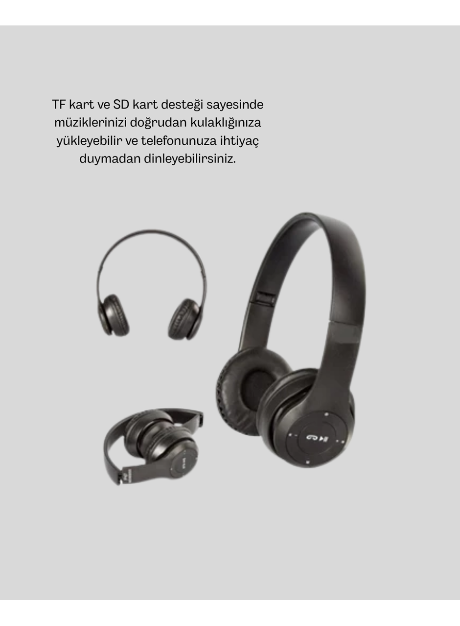 Bluetooth Kablosuz Kulaklık – Extra Bass, TF Kart, Mikrofonlu, Ayarlanabilir Ergonomik Tasarım