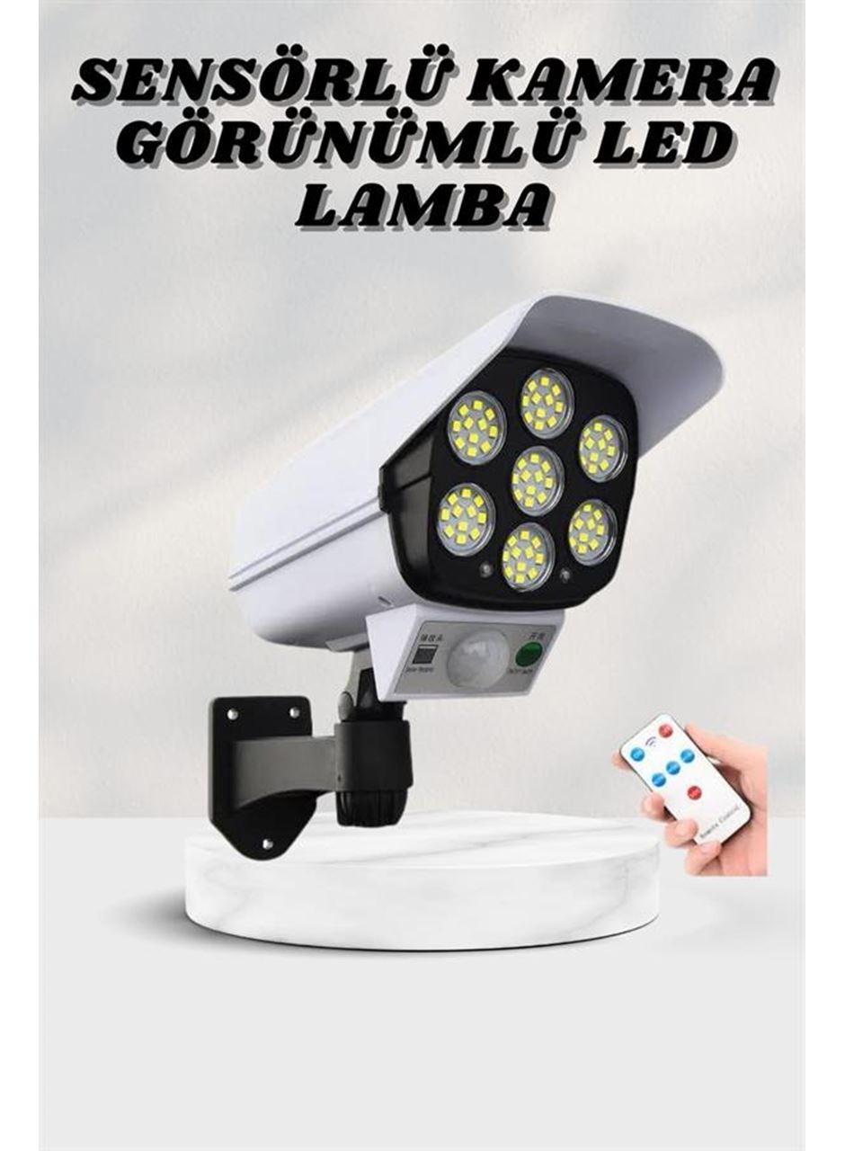 Solar Lamba Kamera Görünümlü Duvar Lambası Dönebilen Bahçe Aydınlatması