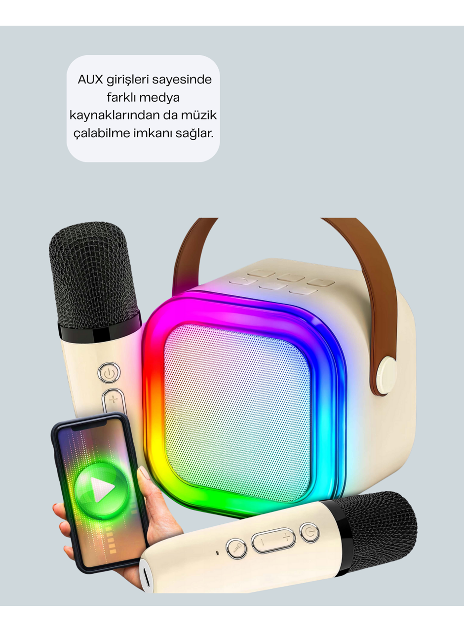 Bluetooth 5.0 Destekli Kablosuz Karaoke Hoparlör