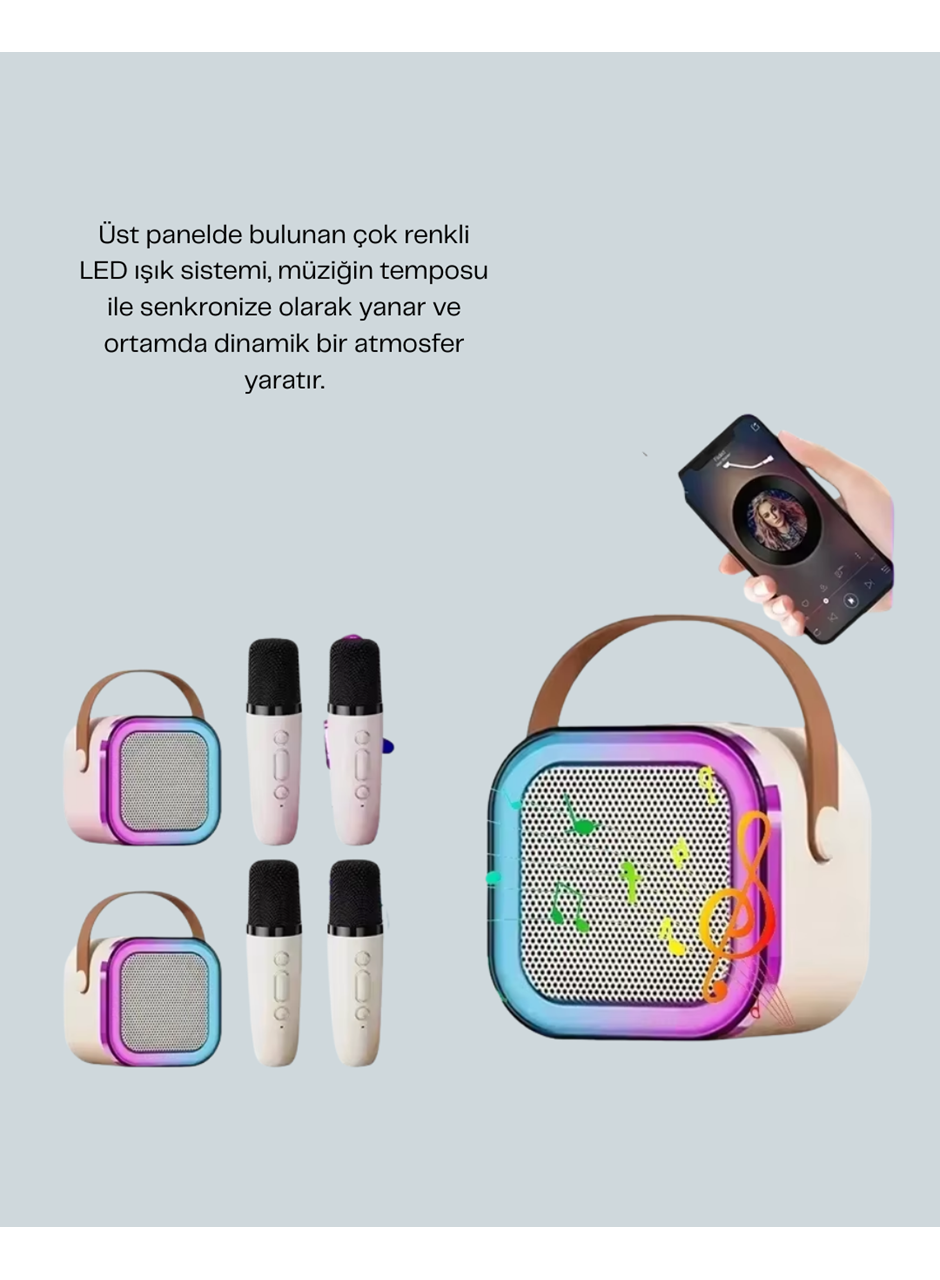 Bluetooth 5.0 Destekli Kablosuz Karaoke Hoparlör