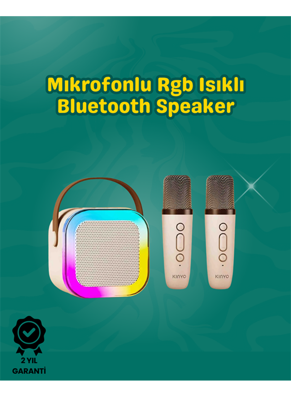 İki Mikrofonlu Renkli LED Işıklı Karaoke Cihazı