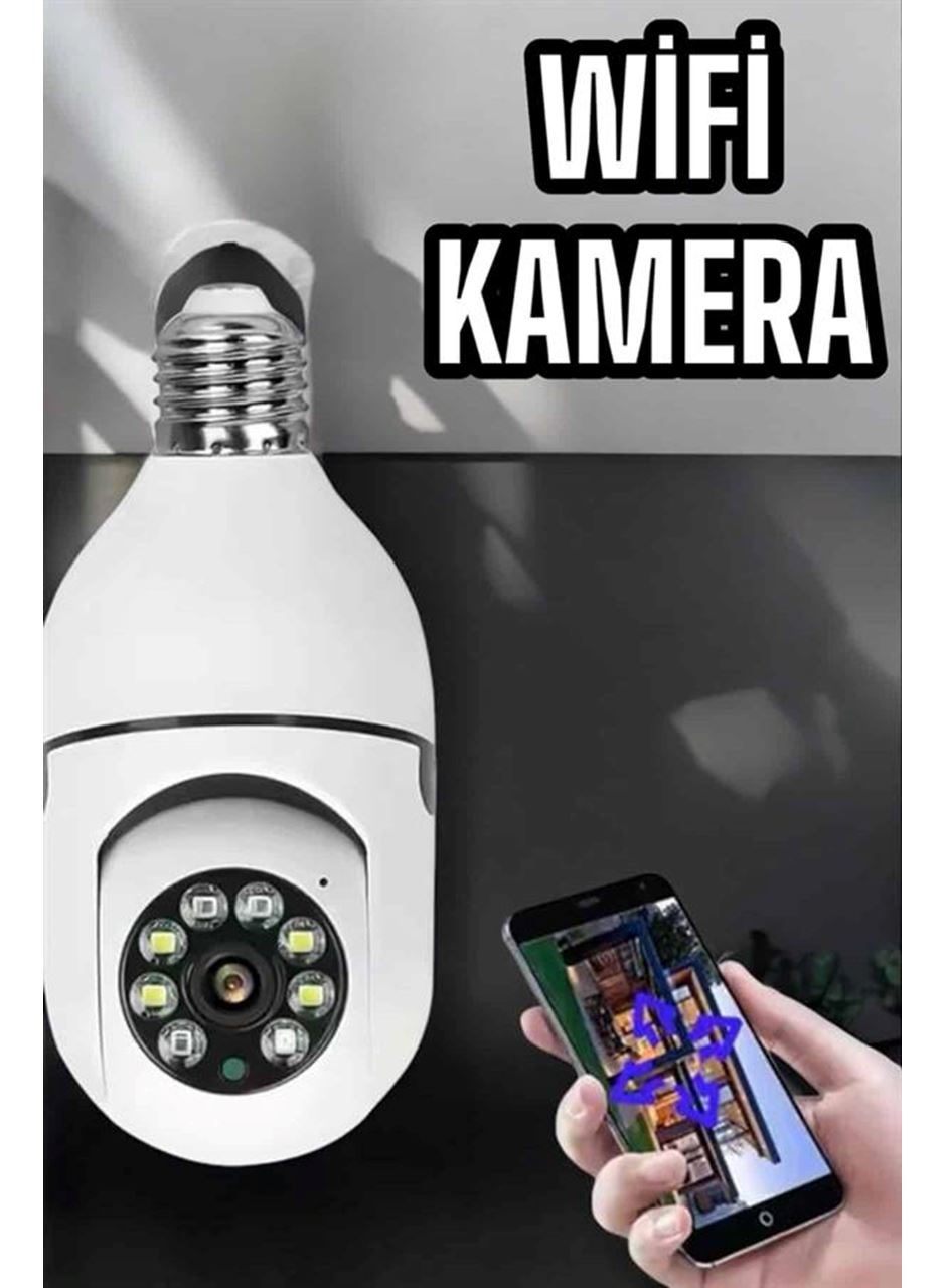 Wifi Kamera Duylu Ampul Görünümlü 360 Derece Dönebilen Ev Kamerası