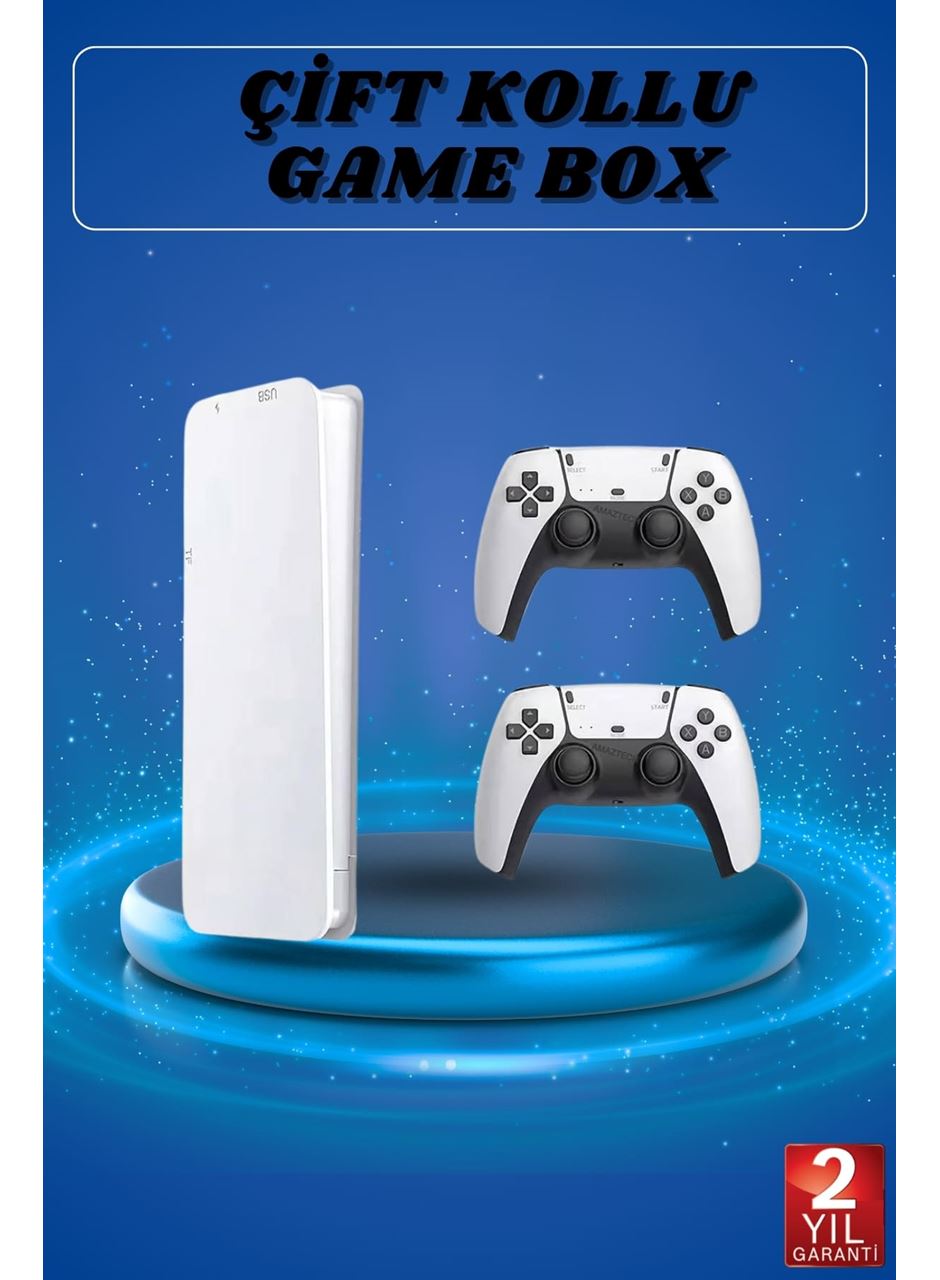 3D Çift Oyun Kollu 4K HD Ekran Nostaljik 20.000 Oyunlu Beyaz Game Box