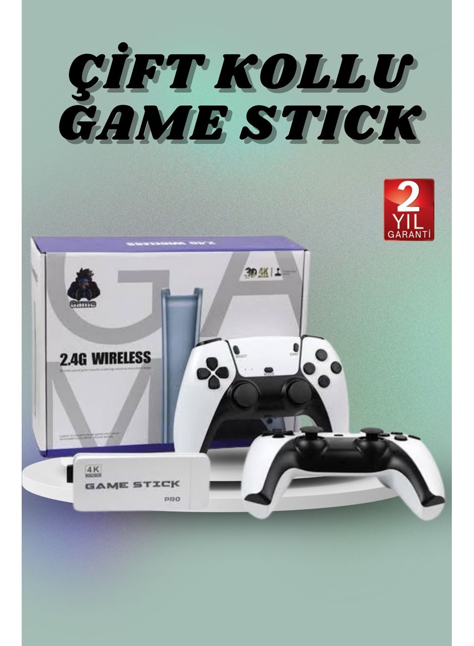 Çift Oyun Kollu 4K HD Ekran Nostaljik 20.000 Oyunlu Beyaz Game Stick