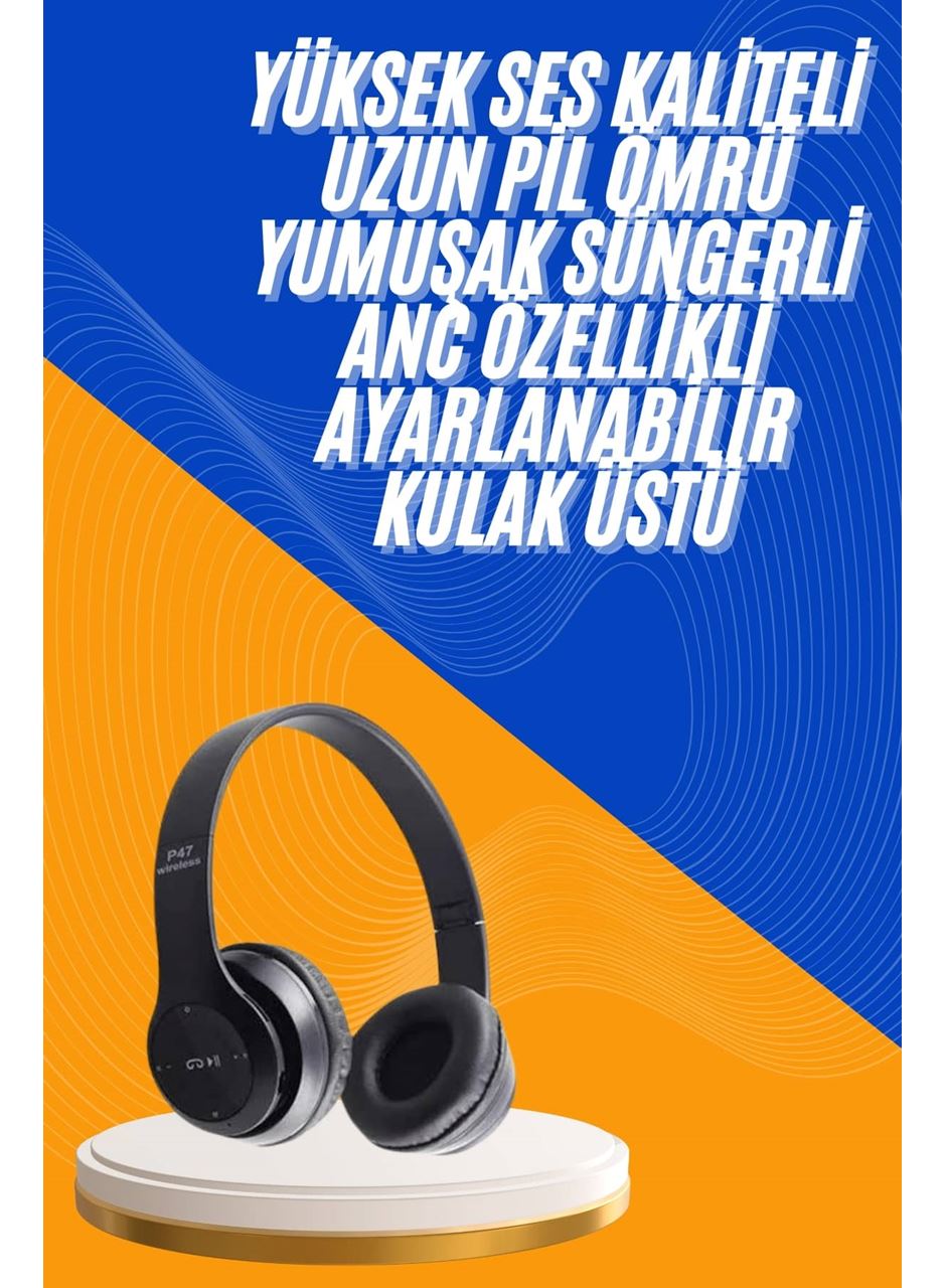 Wireless 5.0 Bluetooth Kablosuz Kulaklık ANC Özellikli Kulak Üstü Ayarlanabilir