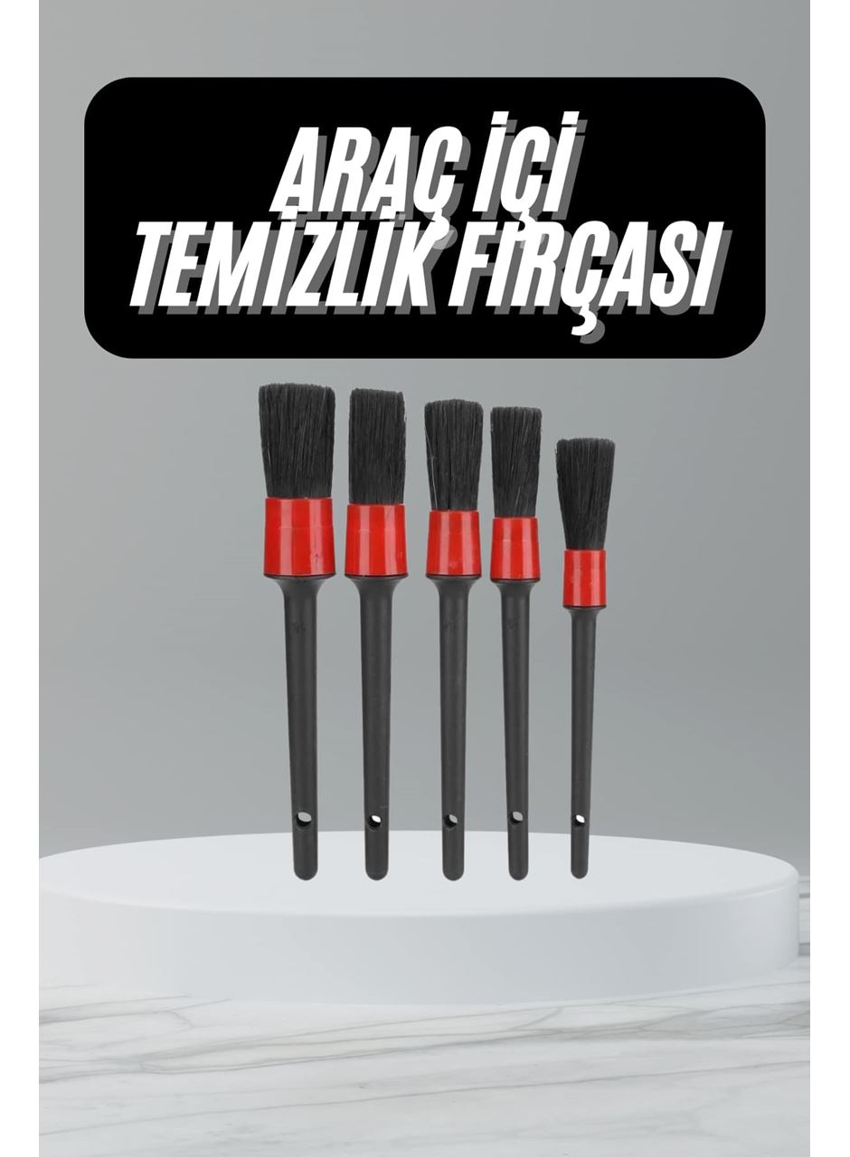 5 Adet Oto Detaylı Temizleyici Araç İçi Temizlik Fırça Seti Koltuk Döşeme Kapı Toz Alma Fırçası