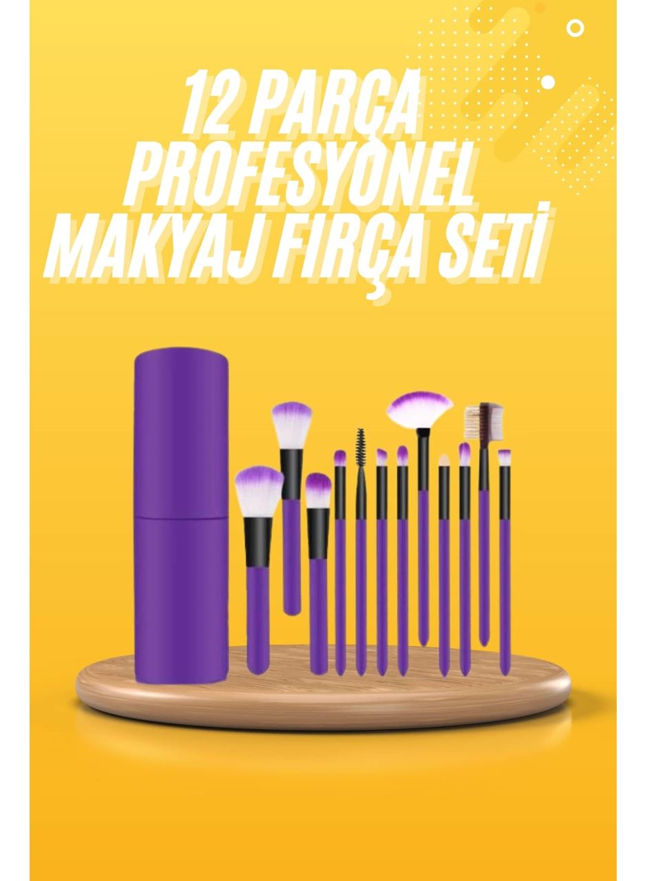 12 Parça Makyaj Fırçası Yumuşak Kıllı Profesyonel Fırça Seti Yüksek Kaliteli Pürüzsüz