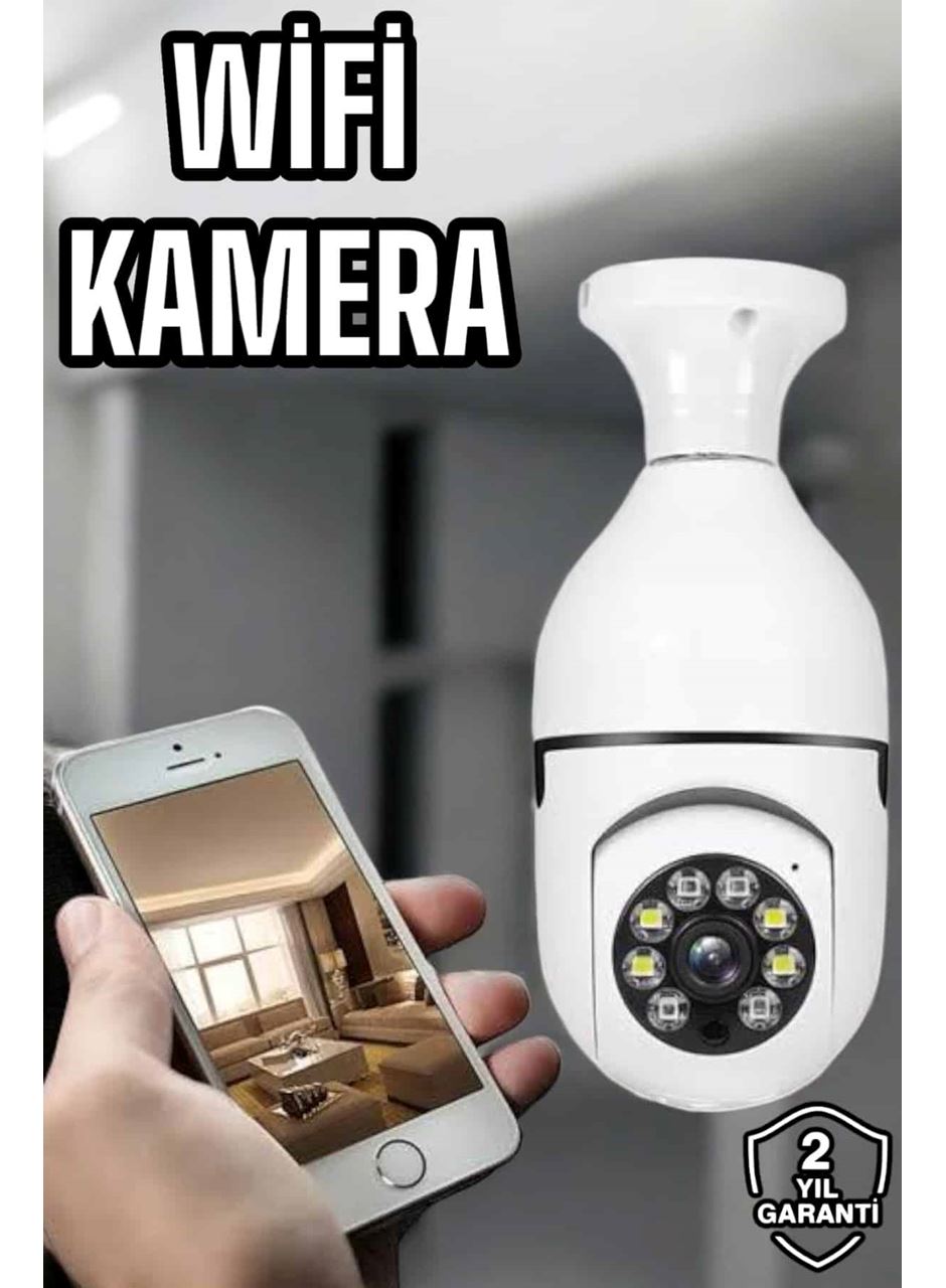 Ampul Görünümlü Güvenlik Kamerası Duylu Wifi Kamerası Dönebilen