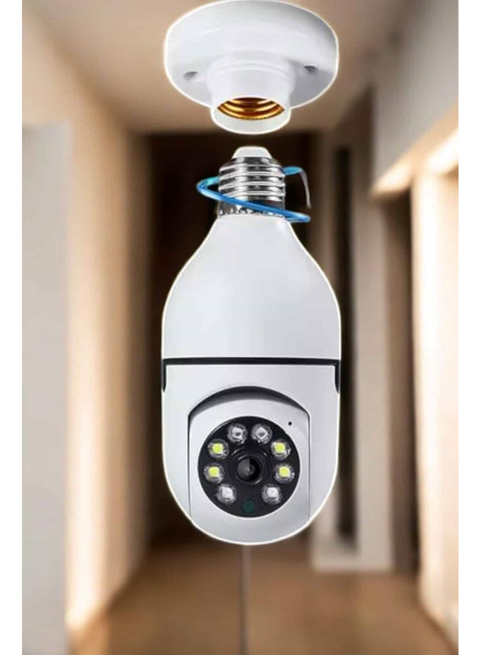 Wifi Kamera Duylu Ampul Görünümlü 360 Derece Dönebilen Ev Kamerası