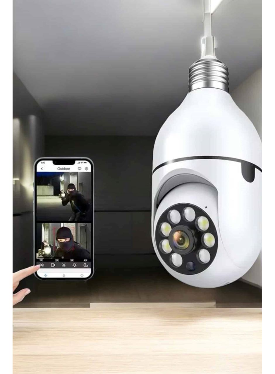 Wifi Kamera Duylu Ampul Görünümlü 360 Derece Dönebilen Ev Kamerası