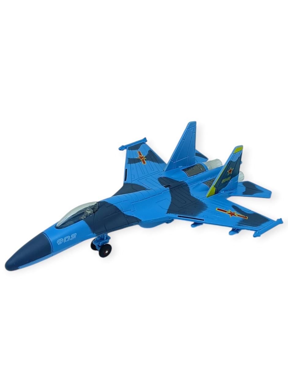 Çek Bırak Metal Uçak Sesli Işıklı 22 cm - Mavi