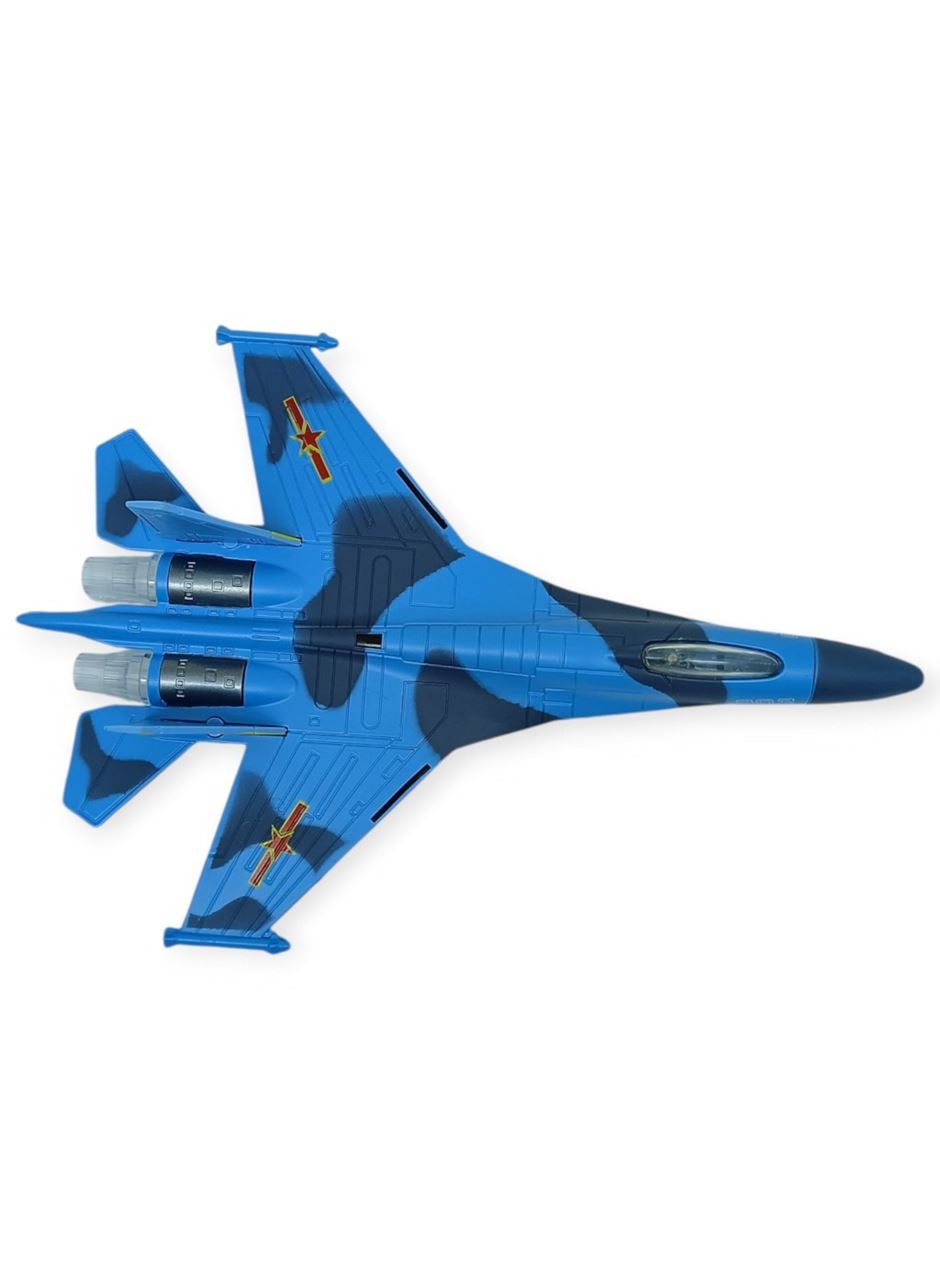 Çek Bırak Metal Uçak Sesli Işıklı 22 cm - Mavi