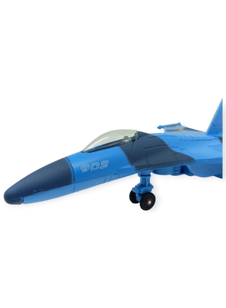 Çek Bırak Metal Uçak Sesli Işıklı 22 cm - Mavi