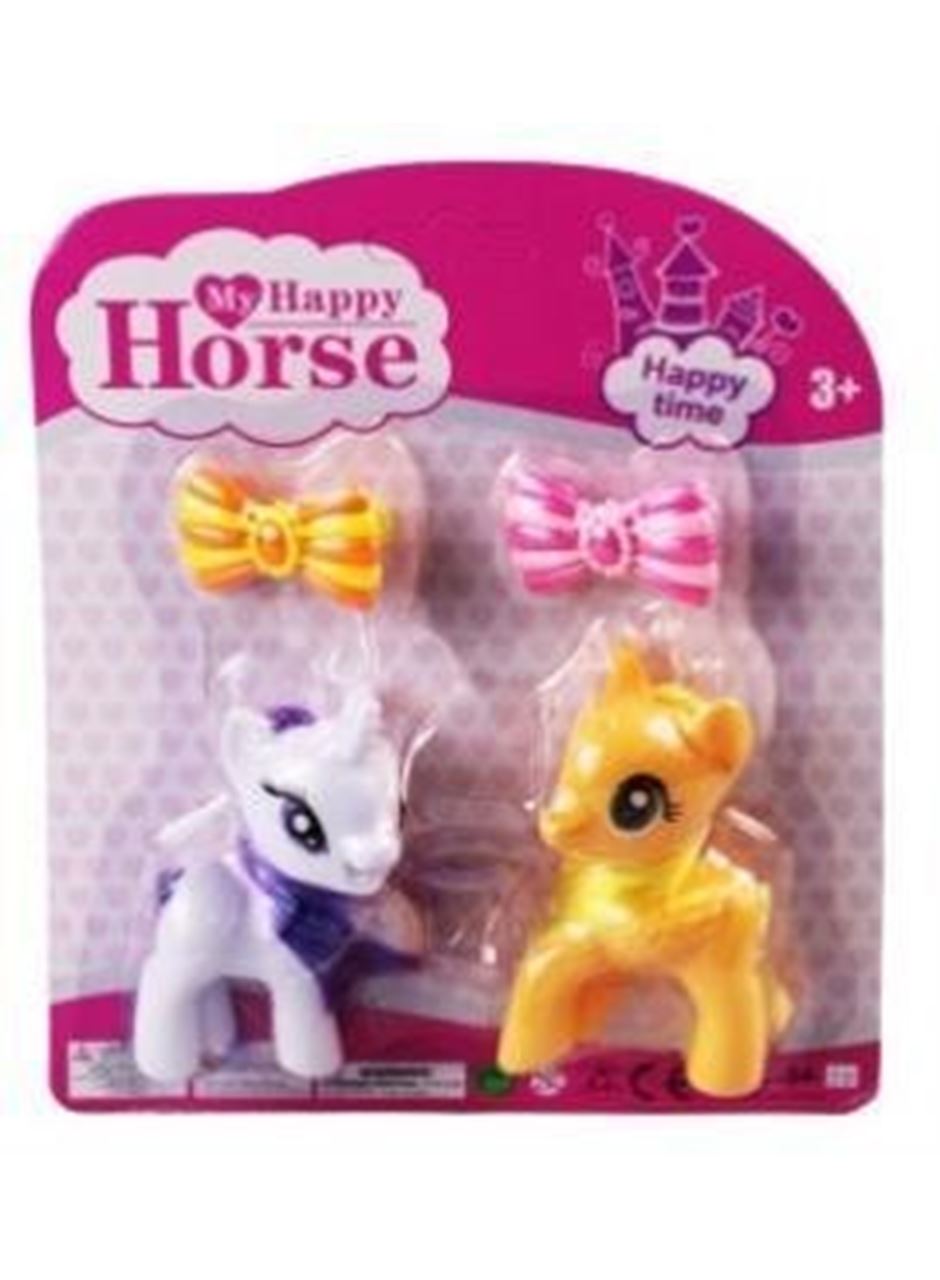 L-34-10 - PONY 2 Lİ FİGÜR SET TOKALI KARTELA BEYAZ