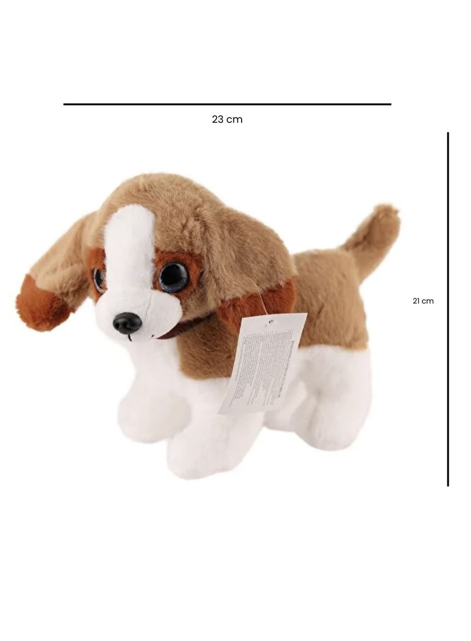 Sesli Peluş Köpek - 2309033 - Kahverengi-Beyaz