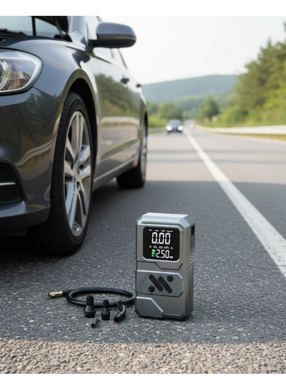 Çok Fonksiyonlu Akü Takviye ve Taşınabilir Hava Kompresörü