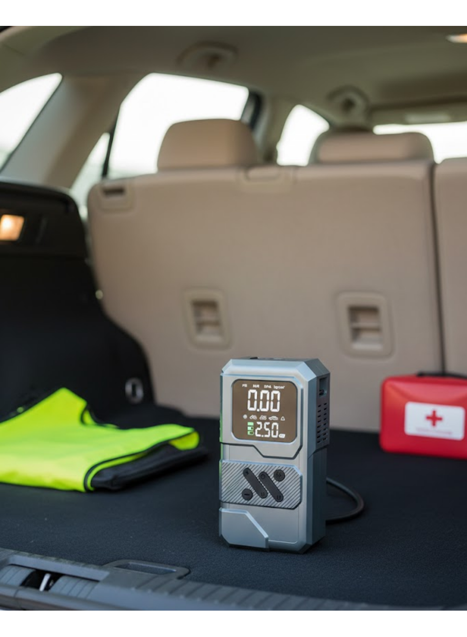 12.000 mAh Akü Takviye Destekli LED Işıklı Araç Kompresörü